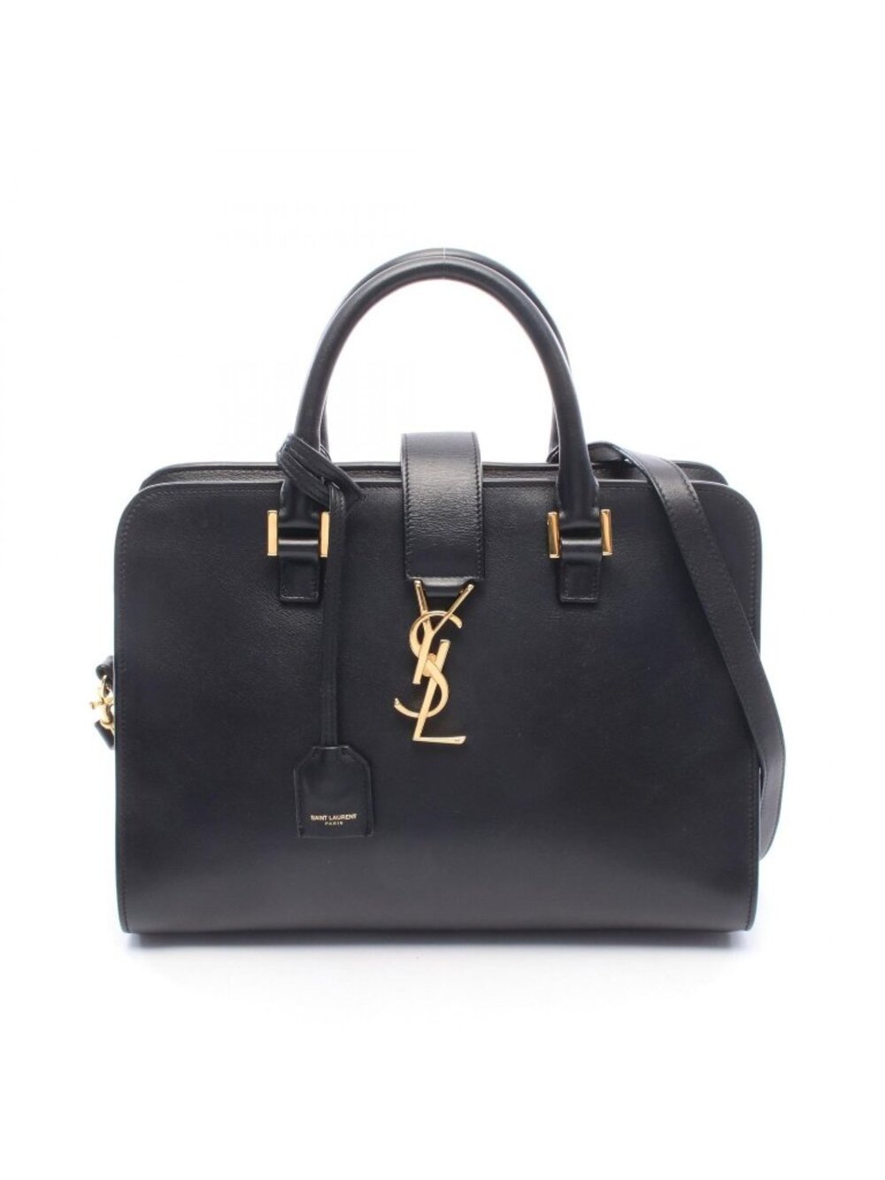 Saint Laurent Paris Handbag Monogram Cabas 2-Way Black Leather Small